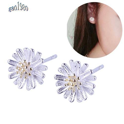 Bông Tai Mạ Bạc 925 Hình Hoa Hướng Dương Dễ Thương