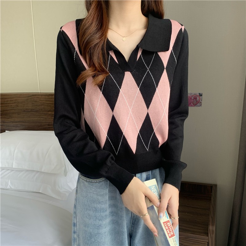 NZN Áo Len Dệt Kim Dài Tay Cổ Polo Phong Cách Hàn Quốc Thời Trang Mùa Thu