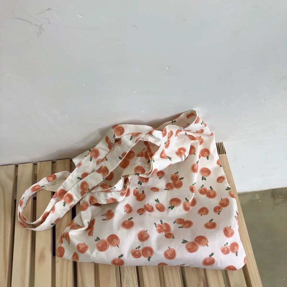Túi đeo một bên vai bằng họa tiết trái cam dễ thương phong cách harajuku Nhật Bản