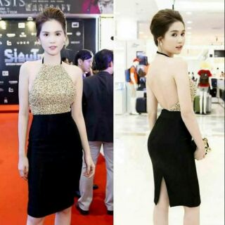 Đầm body cổ yếm kim sa NT