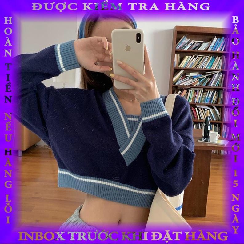 Áo Sweater Tay Dài Dáng Rộng Thân Ngắn Phong Cách Retro Thời Trang Mùa Thu Cho Nữ huanprv