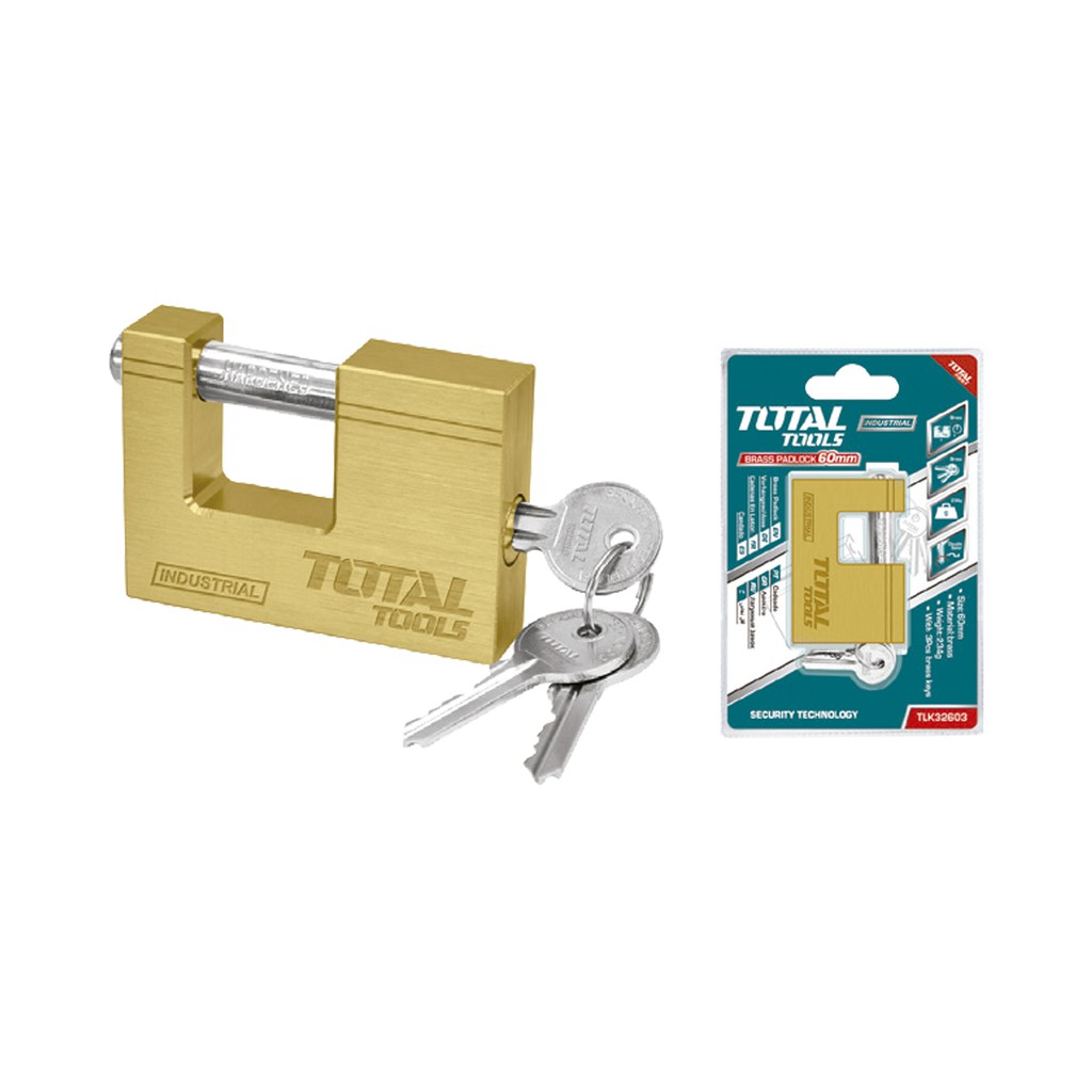 Total Tools Padlock Tlk32603 Brass Padlock 60mm Plus 3 Keys Heavy Duty Lock