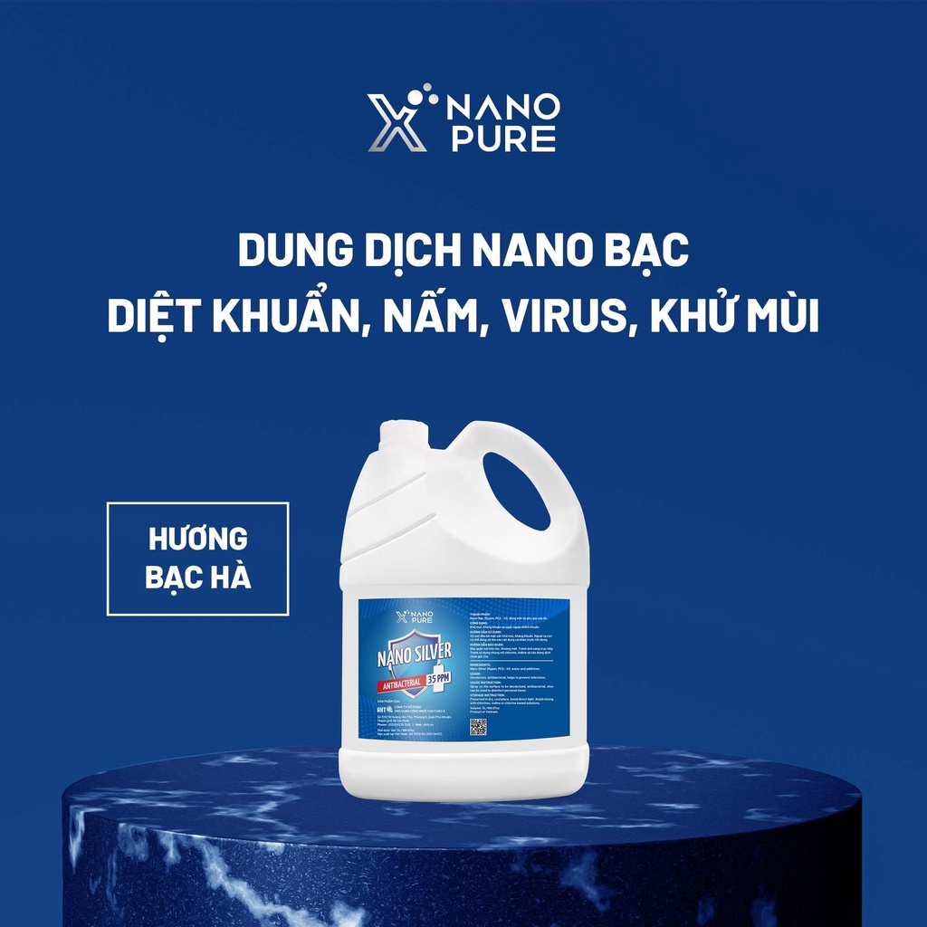 Combo Nano Bạc diệt khuẩn khử mùi Nano Xpure Nano Silver 35ppm 5L - phun sương sát khuẩn y tế, vật dụng, không chứa cồn!