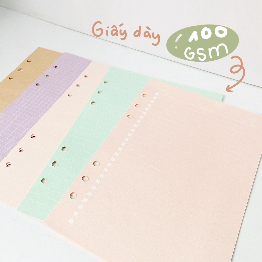 (40 TỜ) 80 TRANG GIẤY REFILL SỔ CÒNG A5 Planner Take Note Trang Trí Sổ Tay Bullet Journal