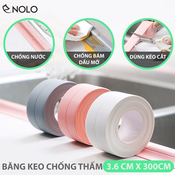 Combo 2 Cuộn Băng Keo Chống Thấm Nước Dán Đường Ron Viền Bồn Rửa Bát Viền Tường Bồn Tắm Chống Bung Tróc