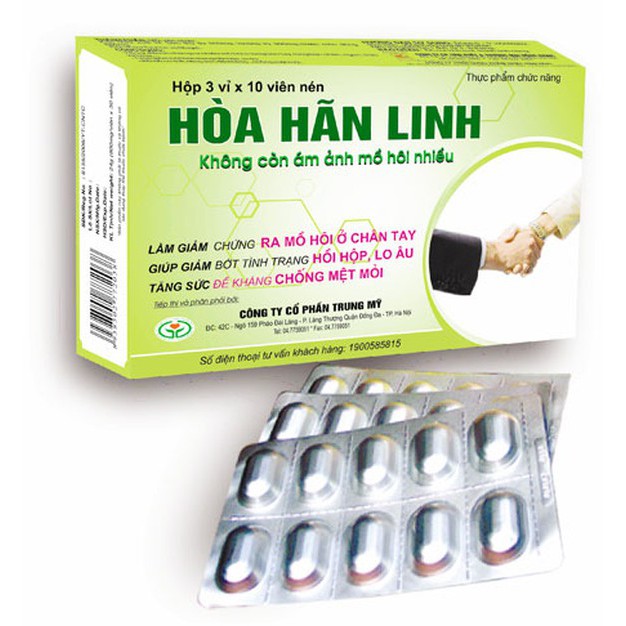 Hòa Hãn Linh |Hỗ trợ điều trị chứng ra mồ hôi nhiều, giảm hồi hộp lo âu (Hộp 30 viên)