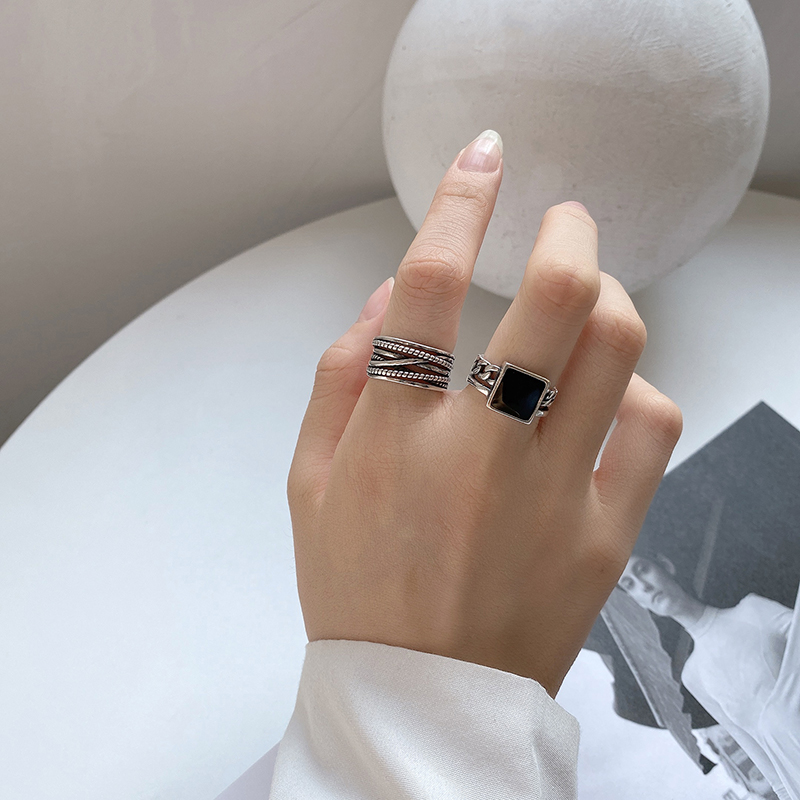 Nhẫn Mặt Vuông Cá Tính Phong Cách Hip-Hop Thời Trang Hàn Quốc