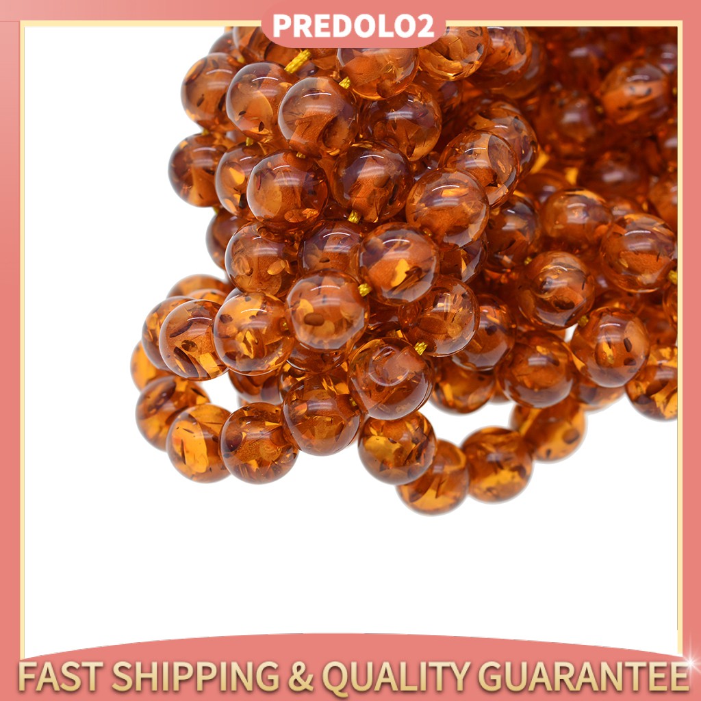 Set 2 Túi Hạt Đá Hổ Phách Nâu 8mm Làm Trang Sức Thủ Công DIY