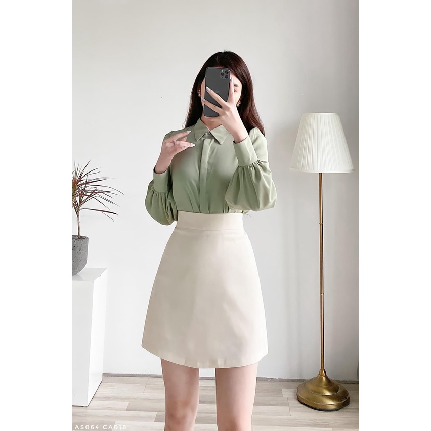 Chân Váy Công Sở Chữ A Cạp Cao Dáng Ngắn Có Lót Quần Ad42cm