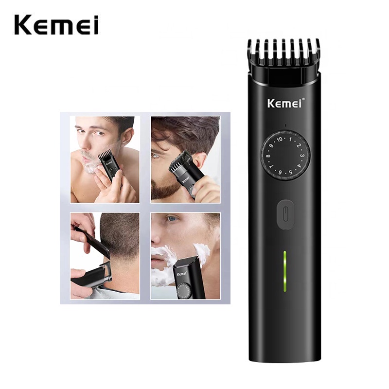Tông Đơ Cắt Tóc Kemei Không Dây Có Thể Sạc Lại Với 10 Mức Độ Điều Chỉnh Tiện Dụng Cho Nam