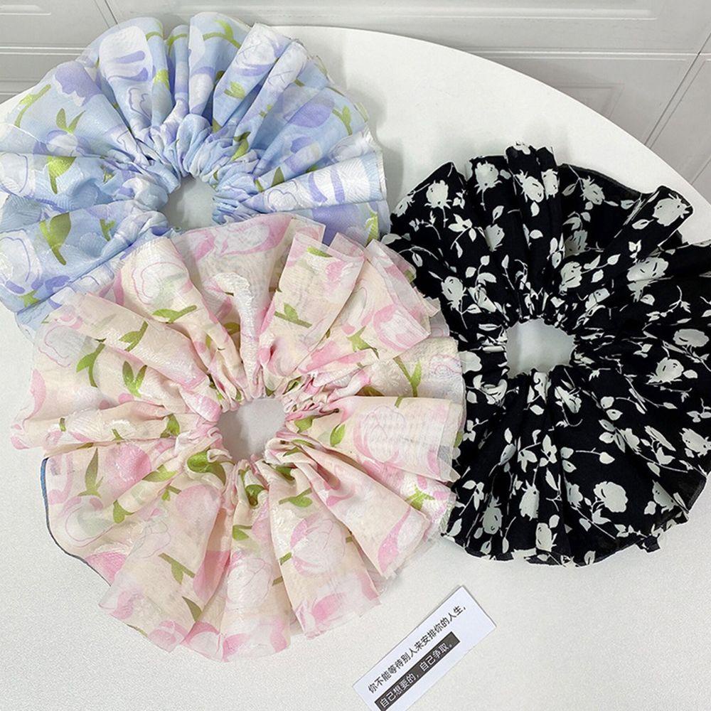 Dây Buộc Tóc Co Giãn Mềm Mại In Họa Tiết Hoa Xinh Xắn Cho Nữ