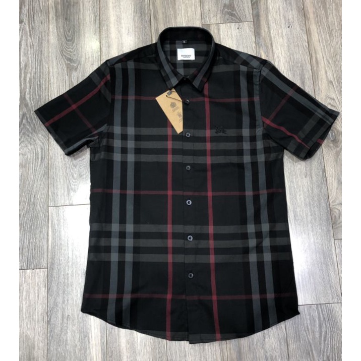 Sơ mi nam ngắn tay BBR chất cotton dày dặn thấm hút mồ hôi họa tiết kẻ nhỏ màu be