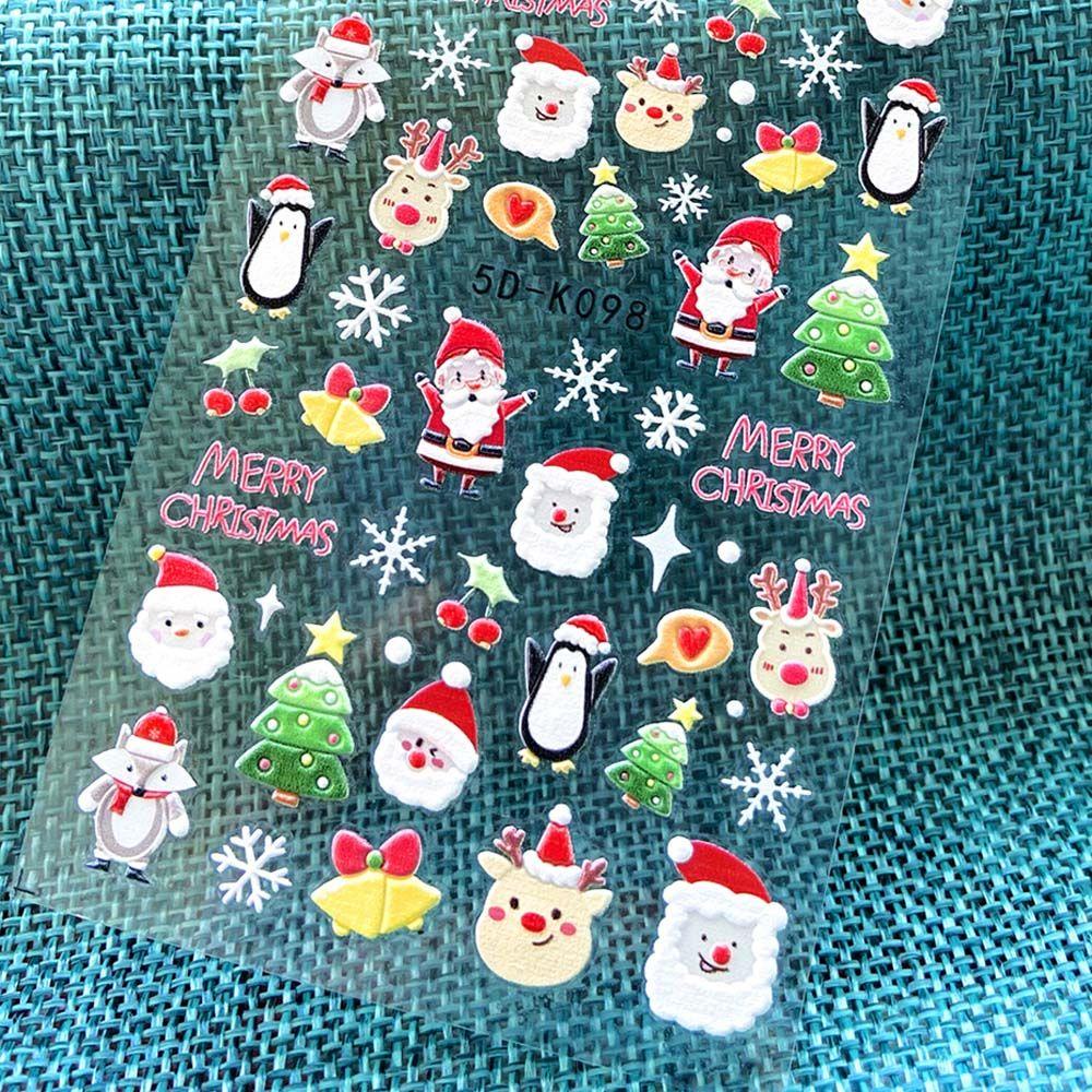 OCEANMAP Miếng Dán Trang Trí Móng Tay Họa Tiết Hoạt Hình Phong Cách Giáng Sinh Độc Đáo DIY