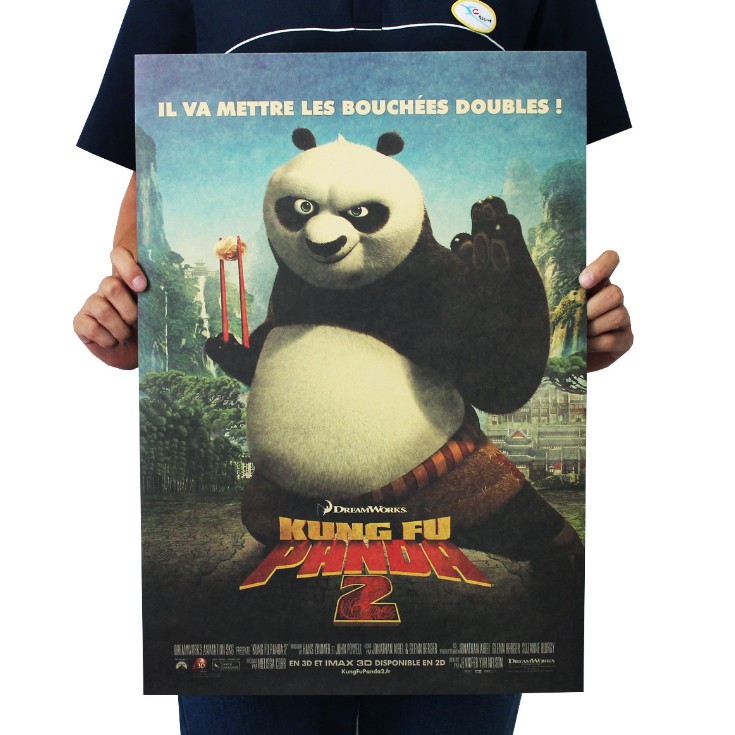 Poster dán tường hình gấu trúc phong cách retro 51x35.5cm
