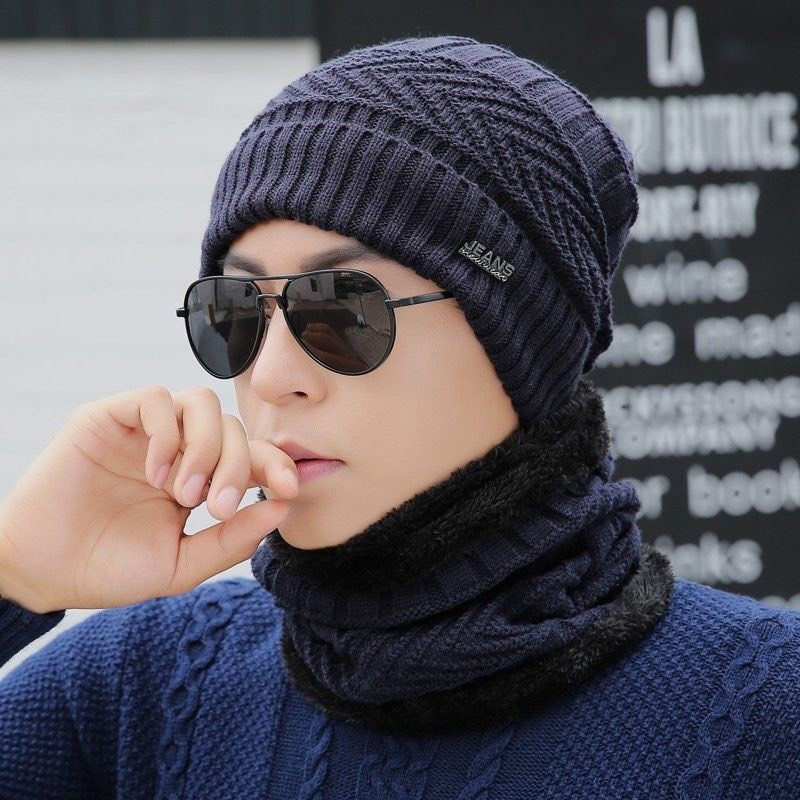Bộ mũ len kèm khăn cổ Hàn Quốc nam nữ lót lông siêu ấm, siêu mốt [NÓN LEN]