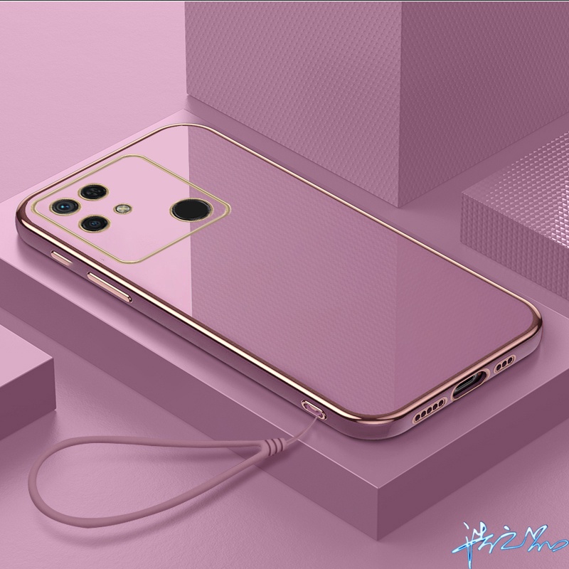 Ốp Điện Thoại Viền Dẻo Bề Mặt Mịn Kèm Dây Đeo Sang Trọng Cho Redmi 10C Case 10 9 9A 9i 9T 8 8A 7