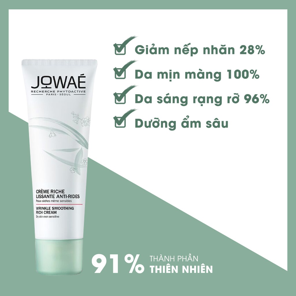 Kem Mờ Nếp Nhăn Cho Da Khô JOWAE chống lão hóa Mỹ Phẩm Thiên Nhiên Nhập Khẩu Từ Pháp 40ml - WRINKLE SMOOTHING RICH CREAM