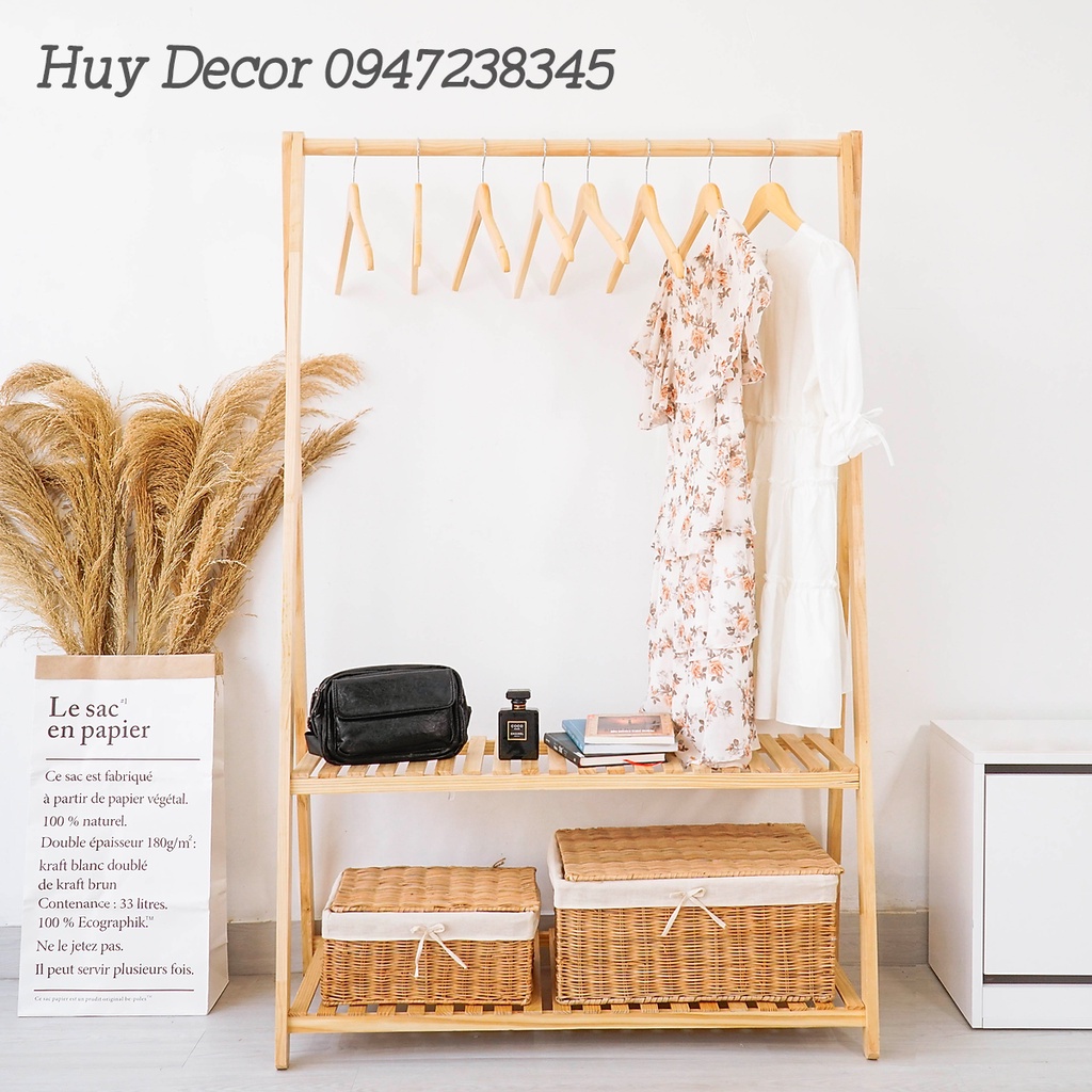 Kệ Treo Quần Áo Gỗ Thông Nhập Khẩu Mỹ- Treo Quần Áo Chữ A 2 Tầng - Bảo Hành 3 năm 1 đổi 1