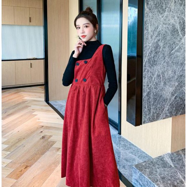 Sét Yếm Bầu Công Sở Dự Tiệc Cao Cấp Azuno AZ1012 Chất Liệu Nhung Ép (Kèm Áo Len)