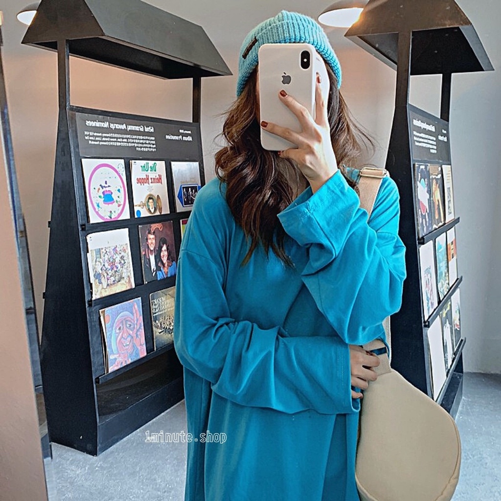 Áo thun tay dài trơn unisex phong cách ulzzang form rộng (Đủ màu) - Áo phông trơn dài tay unisex 1Minute ATU012