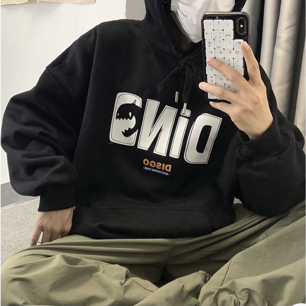 Hoddie, áo nỉ cổ tròn form rộng thụng in hình Dino unisex phong các Ulzzang | WebRaoVat - webraovat.net.vn