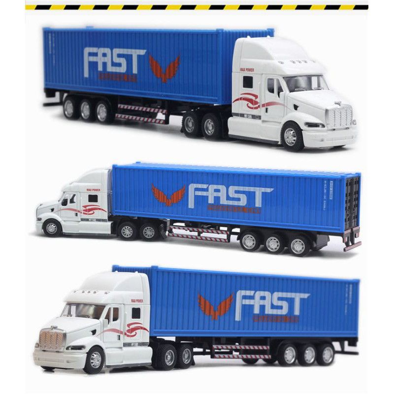 Đồ chơi xe container đầu hợp kim tỉ lệ 1:48 có âm thanh đèn