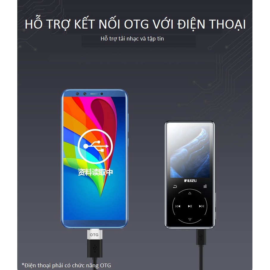 Máy Nghe Nhạc MP3 Lossless Bluetooth 4.1 Ruizu D16