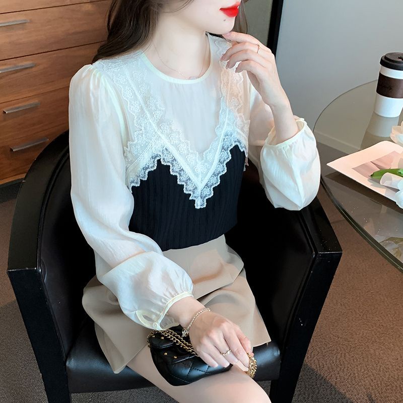Áo Voan Cổ Tròn Tay Phồng Phối Ren Thời Trang Cho Nữ  tao bao