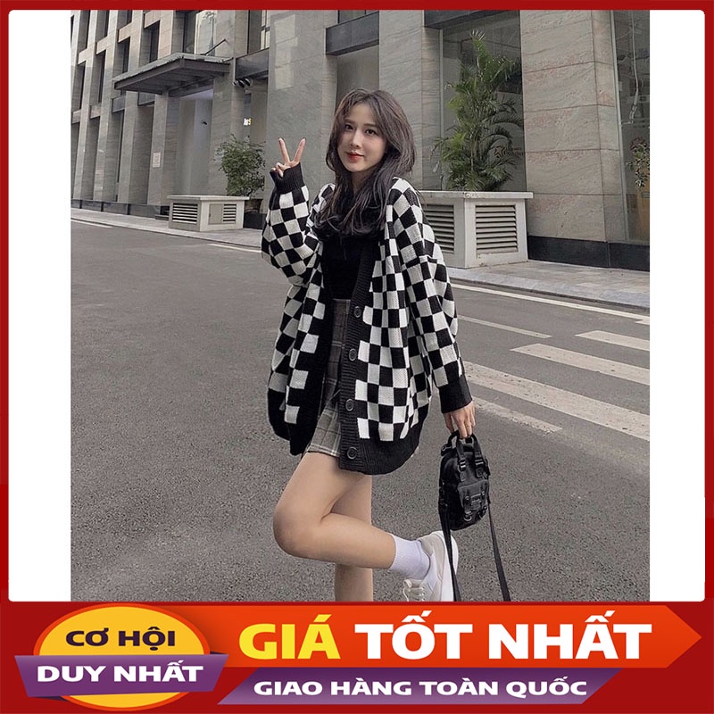 Áo Khoác Cardigan Ô Vuông M2132 ( Ảnh Thật )-Violet