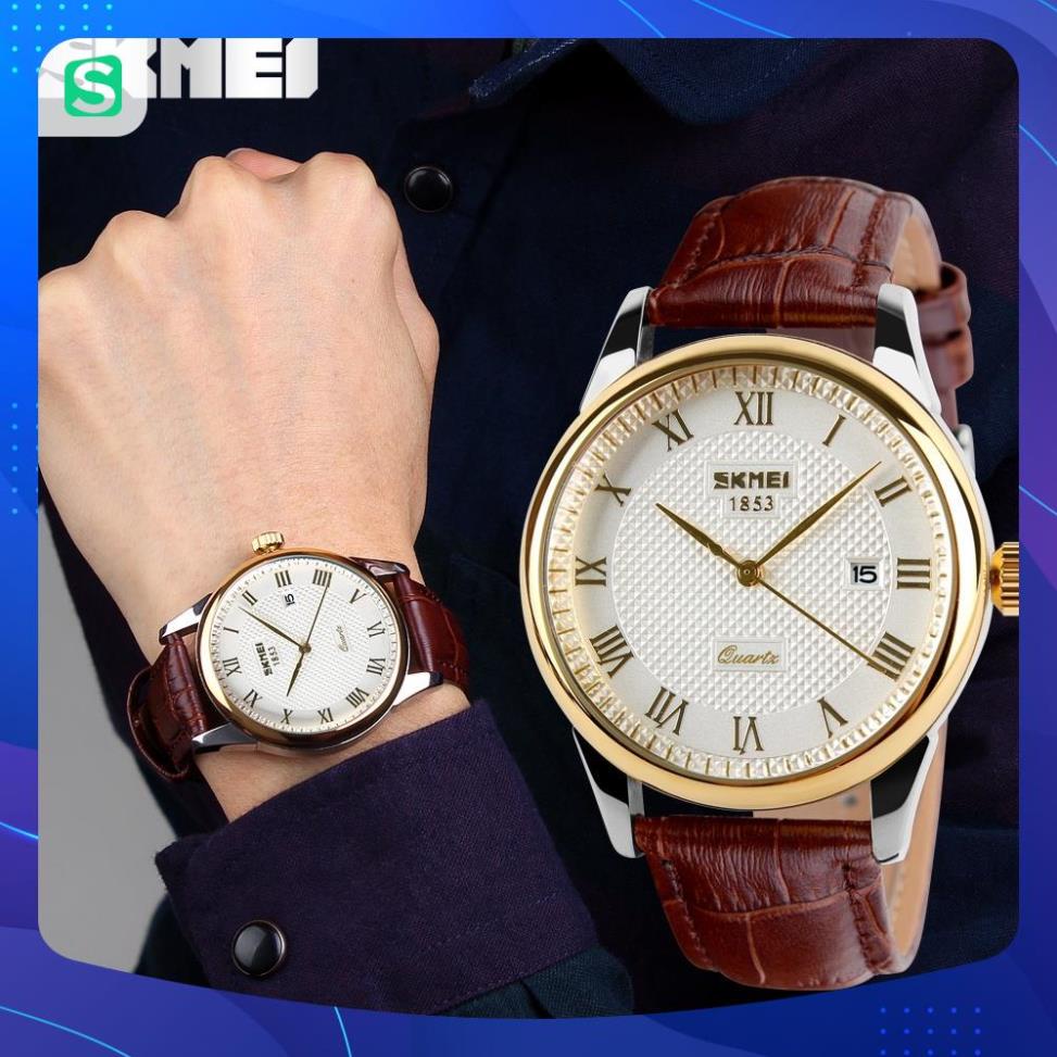 Đồng hồ nam dây da SKMIE,Doanh nhân Đồng hồ thạch anh Thời trang mới Dây da không thấm nước,BH 12 tháng