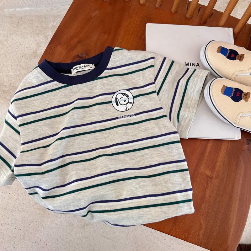 Áo Thun Cotton Nguyên Chất Dáng Rộng Tay Cộc Cổ Tròn Thoáng Khí Thoải Mái Hợp Thời Trang Cho Bé Trai