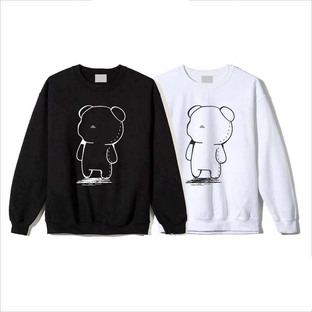 Áo sweater Gấu Xấu Xí vải thu đông co dãn, dày dặn mềm mịn form rộng phong cách Unisex