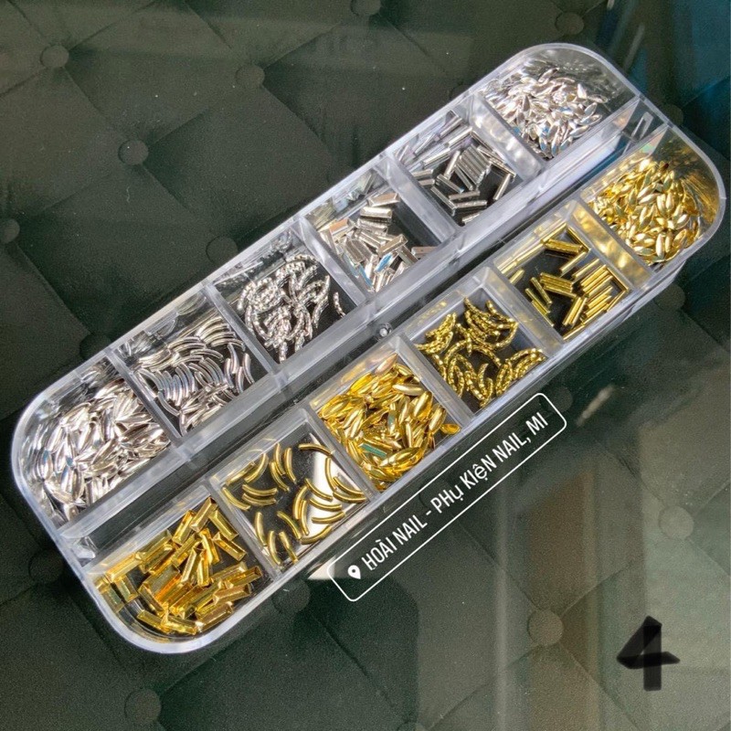 khay kim loại trang trí nail 12 mẫu/1 khay nhiều y hình - phụ kiện nail