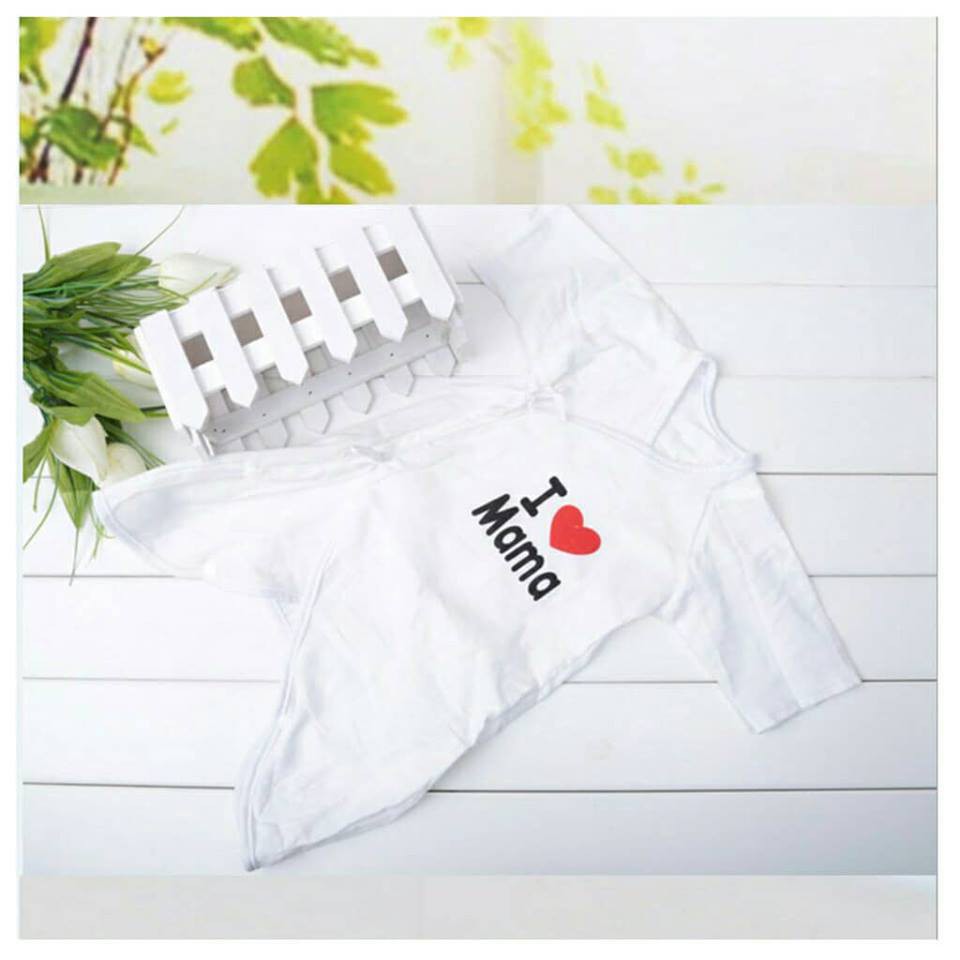 2 bộ cotton sơ sinh I love mama, papa cho bé loại tốt