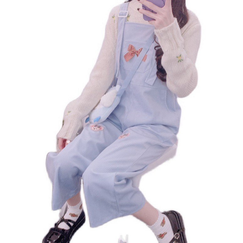 [ORDER TMALL 147 ] Quần Yếm Gân Tăm Túi Nơ Ngực Siêu Xịn | BigBuy360 - bigbuy360.vn