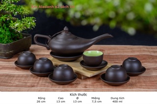 Bộ ấm chén tử sa Bát Tràng dáng  ALADIN