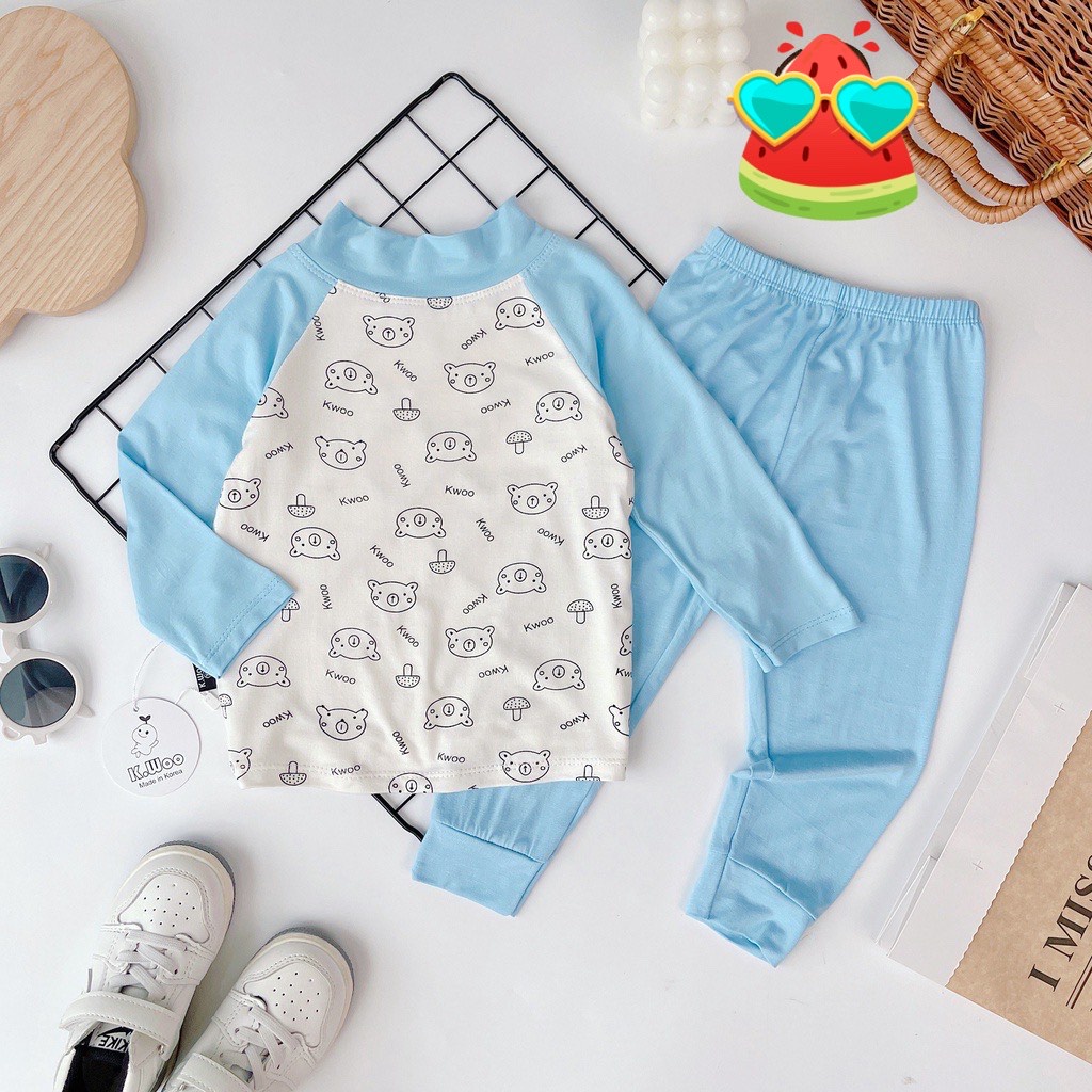 Bộ dài tay em bé minkymom, dài gấu cổ cao A30