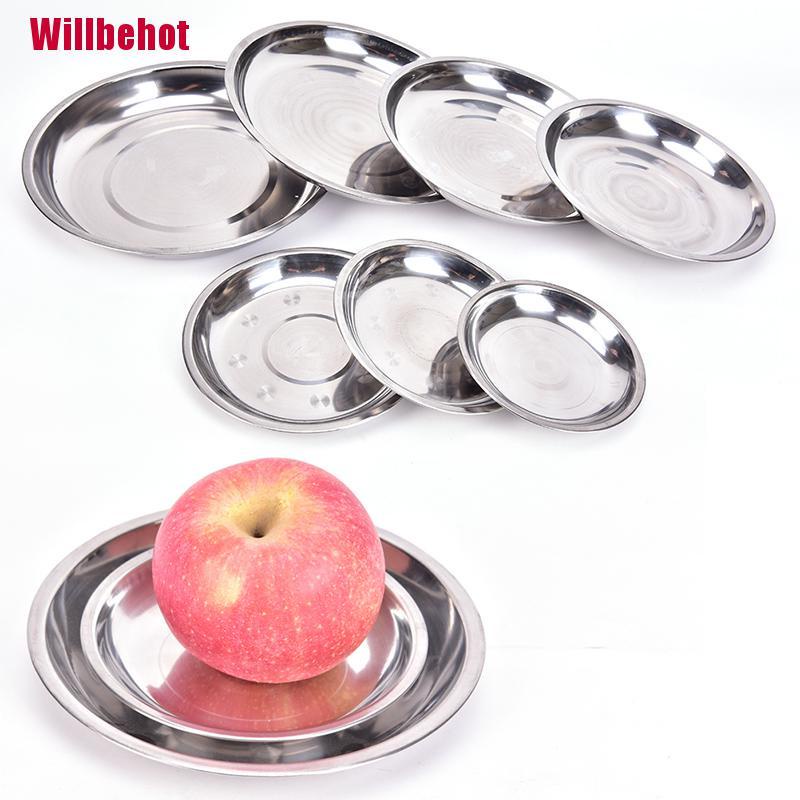 Đĩa tròn 14-26Cm bằng thép không gỉ dùng để đựng thức ăn khi đi cắm trại