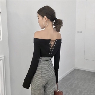 [Có sẵn] Áo trễ vai đan dây