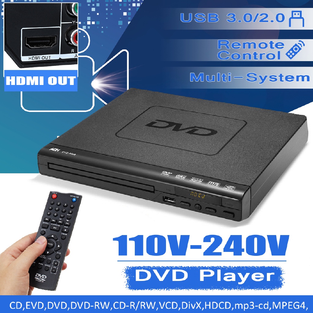 Đầu DVD Đa Phương Tiện Kỹ Thuật Số 1080P Cổng USB 2.0 3.0 Hỗ Trợ HDMI CD SVCD VCD MP3