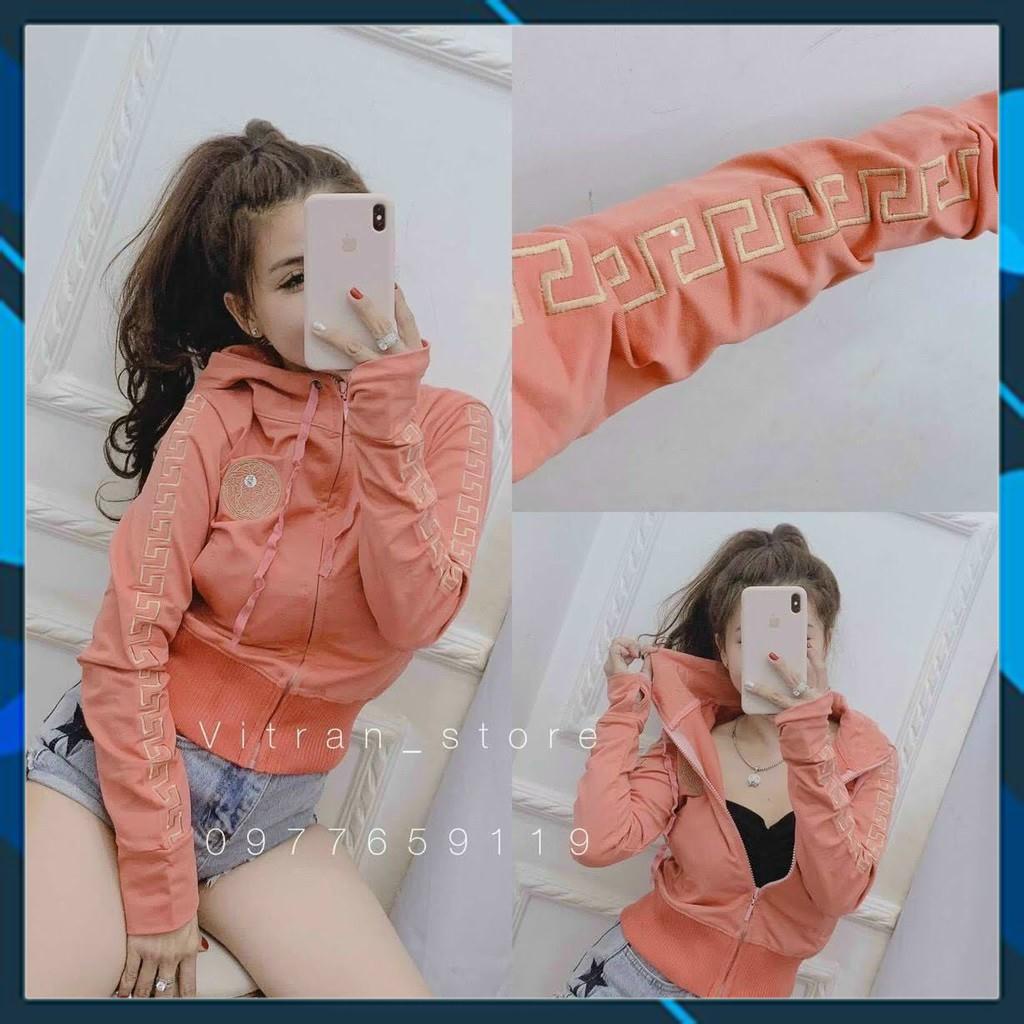 Áo khoác chống nắng nữ thun da cá lửng thêu VSVS viền tay