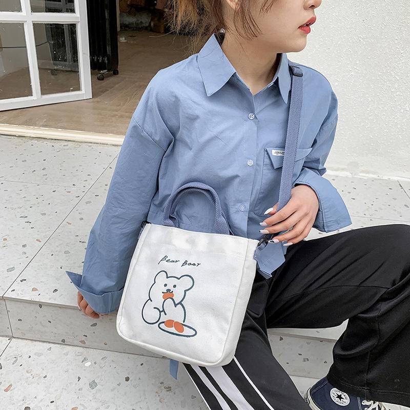 Túi Xách Đeo Vai Vải Canvas Mềm Mại Phong Cách Nhật Bản 001#