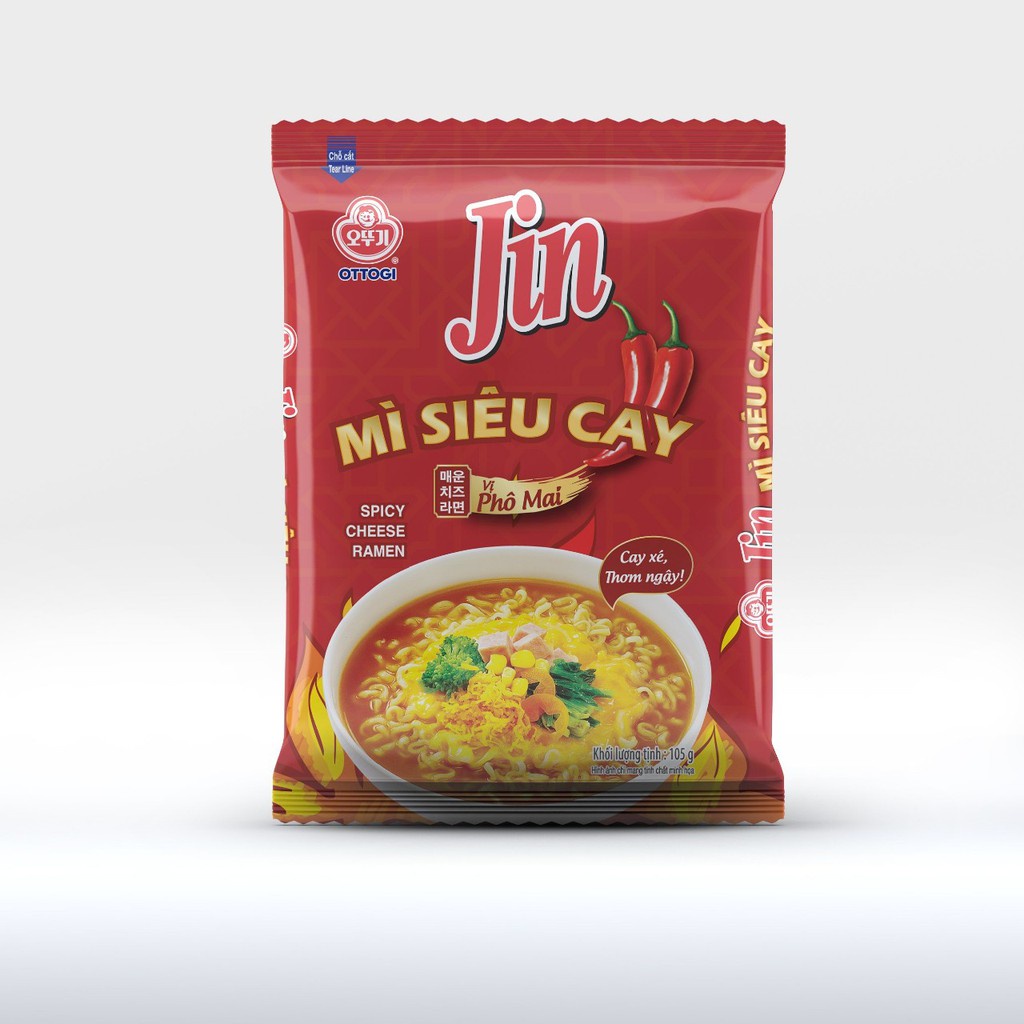 Lốc 5 Gói Mì Jin siêu cay vị phô mai Ottogi 105g