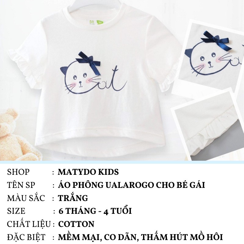 Áo thun cộc tay áo phông cotton cho bé gái có in hình xinh xắn Ualarogo UL02