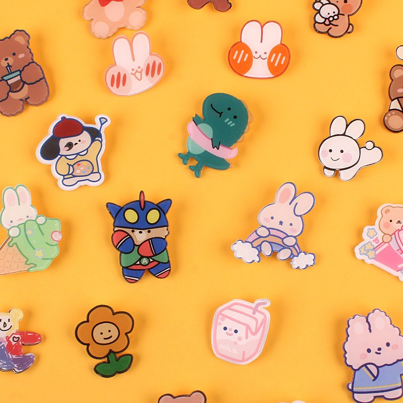 Phụ kiện, sticker, pin cài trang trí áo balo túi ví mẫu hoạt hình dễ thương