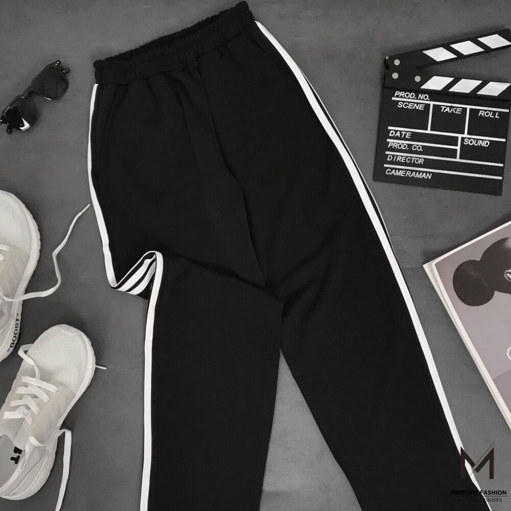 Quần ống suông Line pants MERCINI thiết kế ống rộng phong cách UNISEX nam nữ hai màu đen trắng