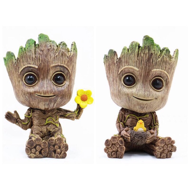 Chậu Groot baby ôm hoa phim Vệ Binh Dải Ngân Hà (có sẵn)