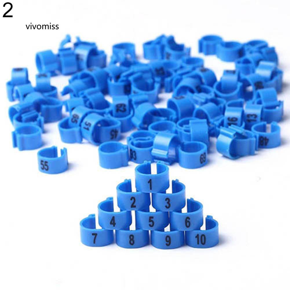 Bộ 100 vòng nhựa đeo chân chim cảnh có đánh số