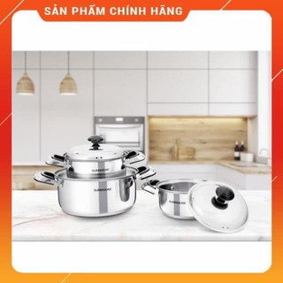 Bộ nồi inox sunhouse sh333 3 đáy