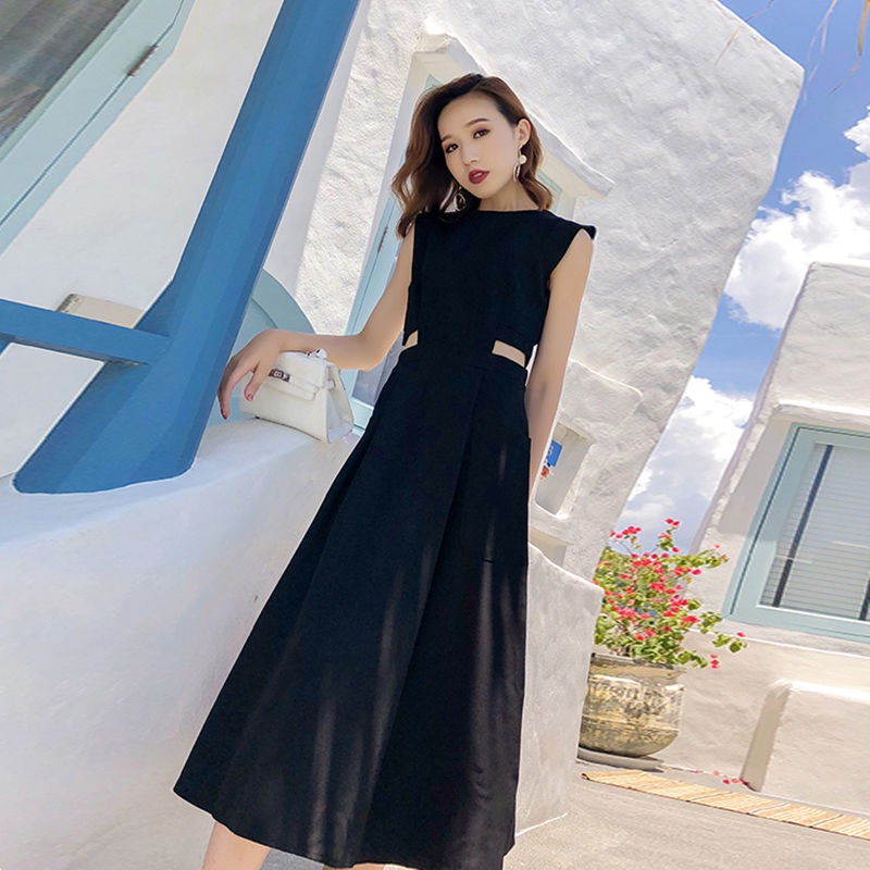 Đầm dài không tay ôm eo tùy chọn màu sắc thời trang quyến rũ cho nữ